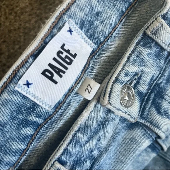 Paige High Rise Cindy Straight Jeans Women's Size 27 Blue Acid Wash Raw … - Picture 2 of 8